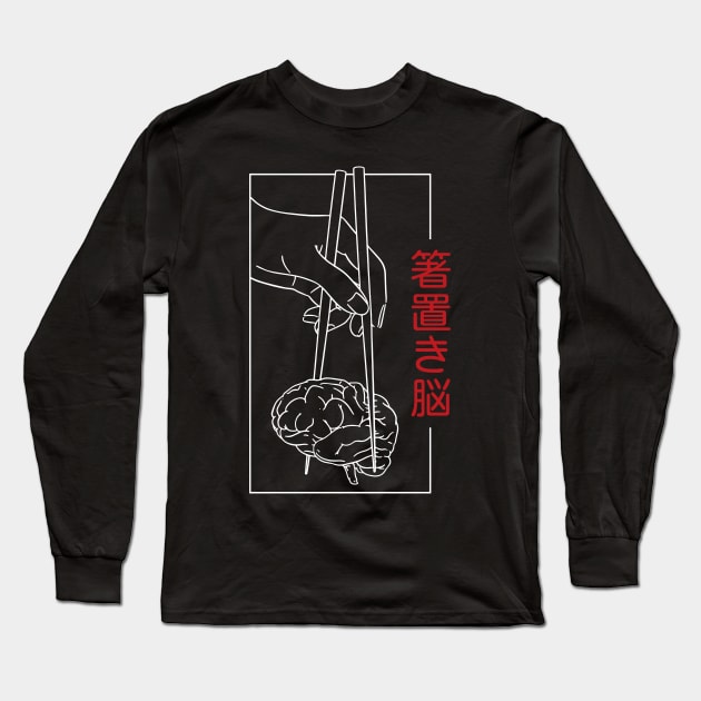 Chopsticks holding brain Long Sleeve T-Shirt by TeeTempest